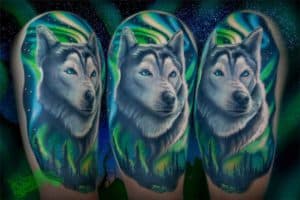 husky dog tattoo sleeve