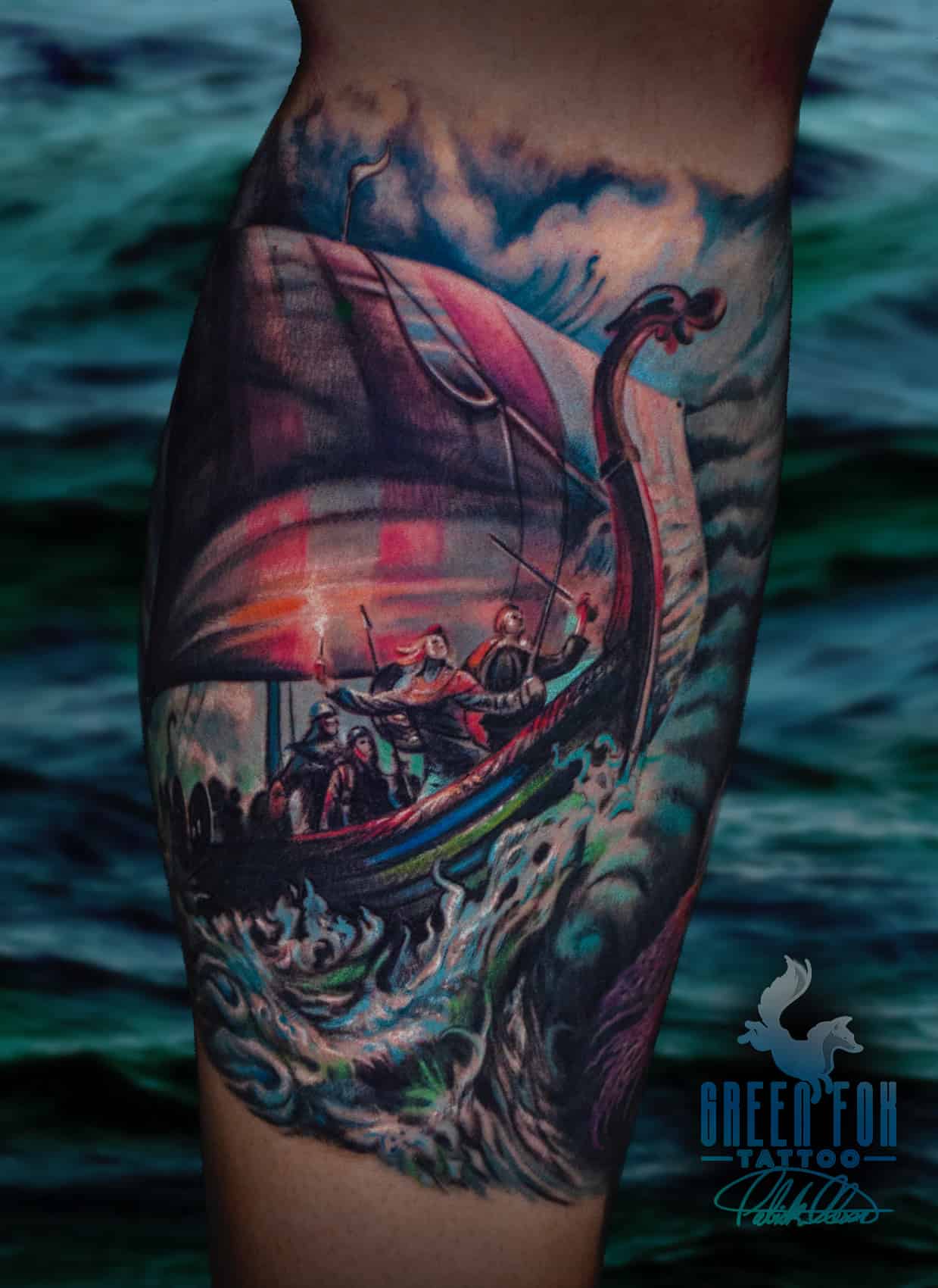 viking longship tattoo