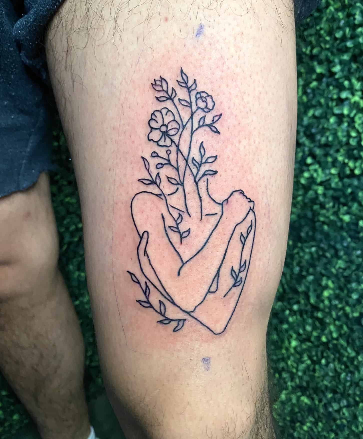fine line floral tattoo