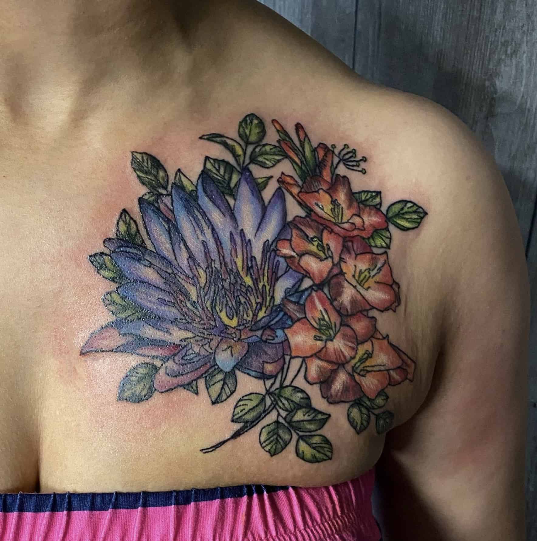 Omaha watercolor tattoo flowers