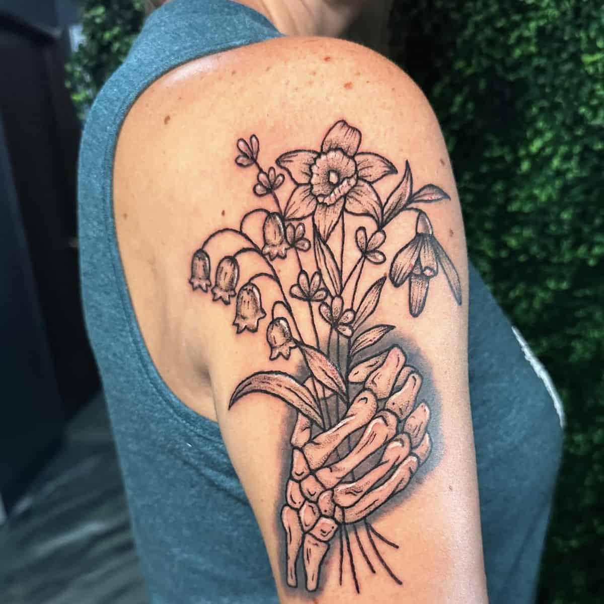 fine line floral tattoo