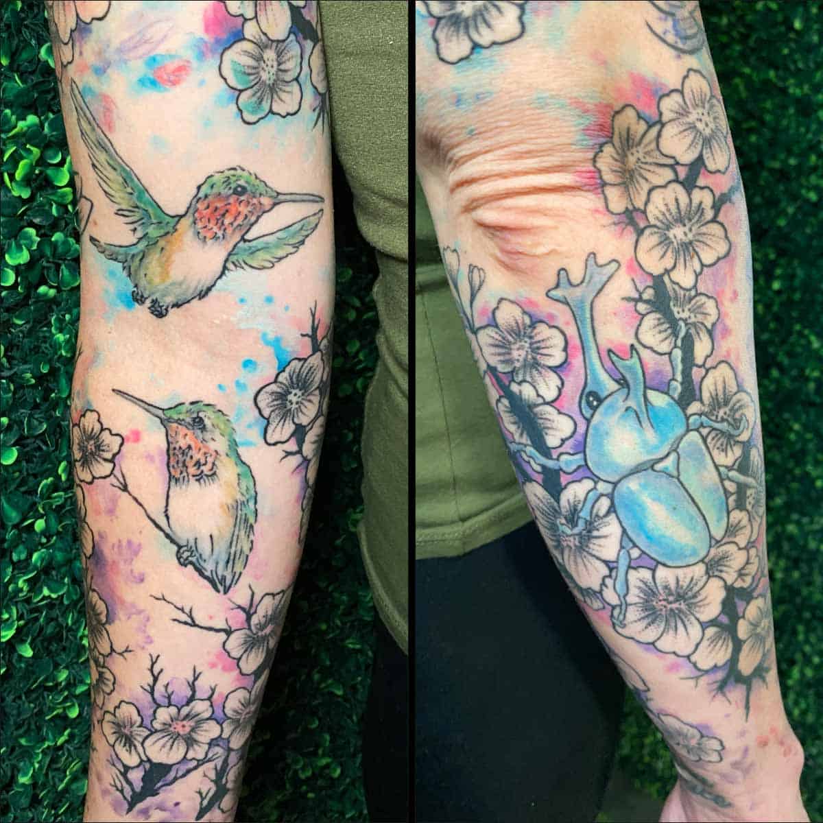 water color tattoo sleeve