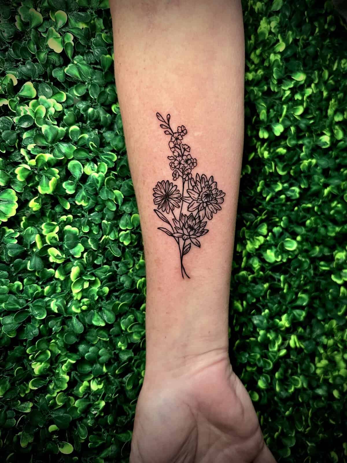 fine line floral tattoo omaha