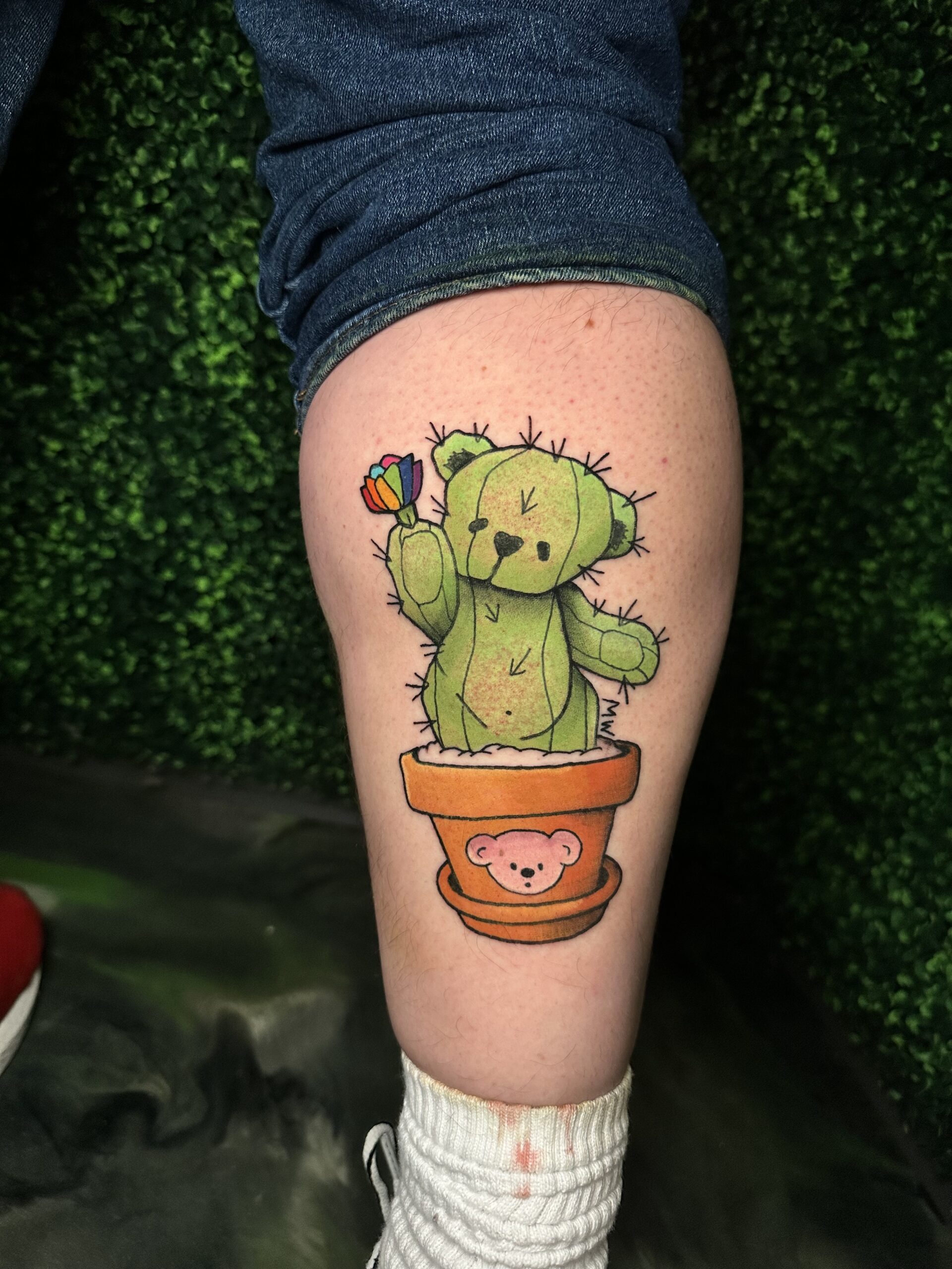 Bear cactus rainbow tattoo omaha