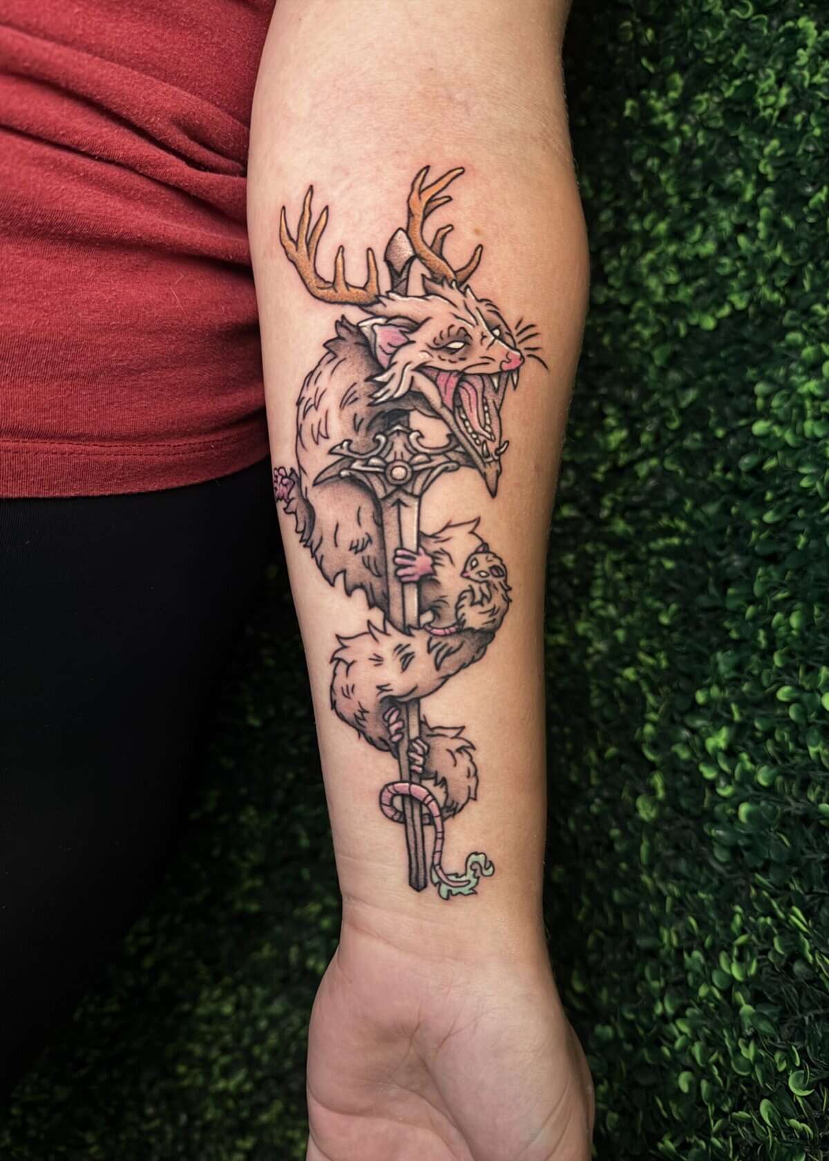 Possum Dragon Neotraditional Tattoo